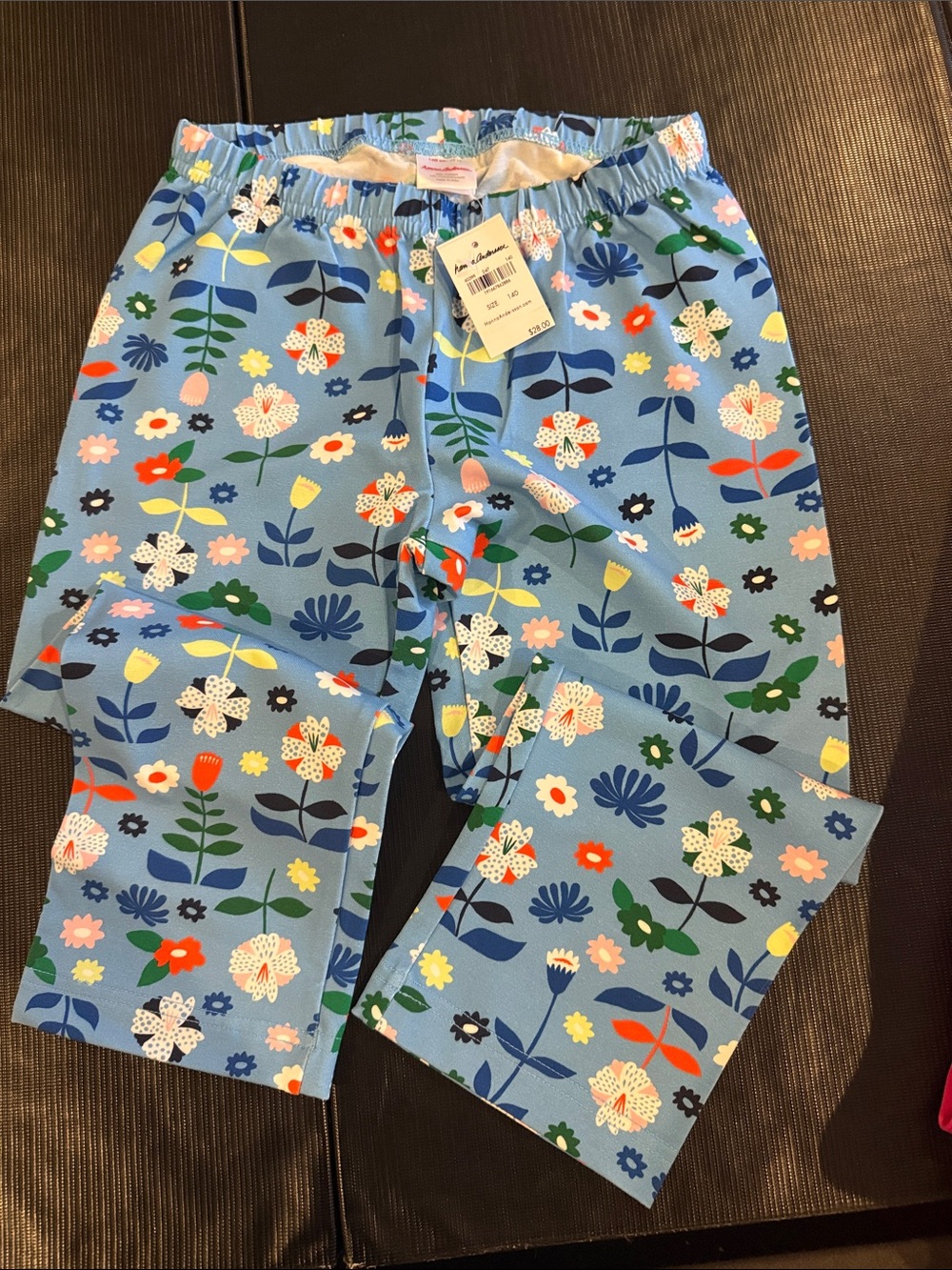 Hanna Andersson Blue Floral Cotton CROPPED leggings